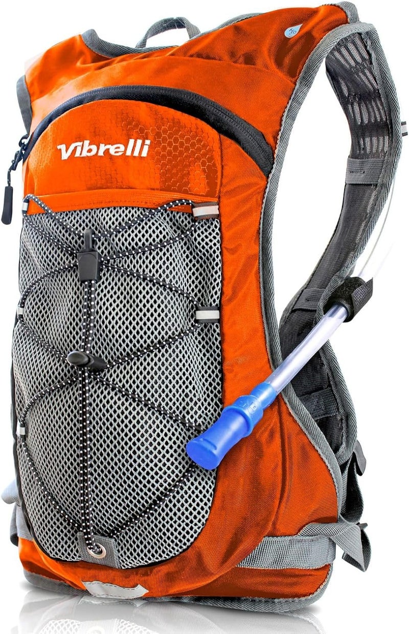 Vibrelli Hydration Backpack & 2L Hydration Bladder - High Flow Bite Valve - Hydration Pack for Cycling, Running, Hiking - Image 1